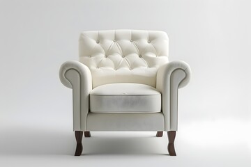Photo of a Tufted Armchair Isolated on a Clean White Background