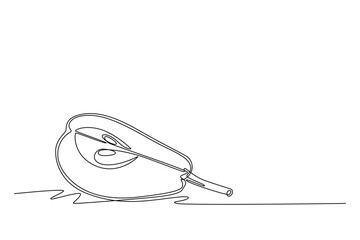 Continuous one line drawing sliced of healthy sweet green organic pear for orchard logo identity. Fresh summer fruitage concept fruit garden icon. Single line draw design vector graphic illustration