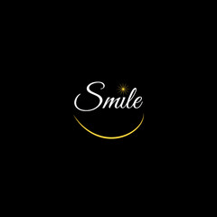 Smile Text vector on dark BG lettering vector illustration.