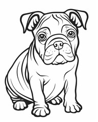 black and white vector of cute bulldog