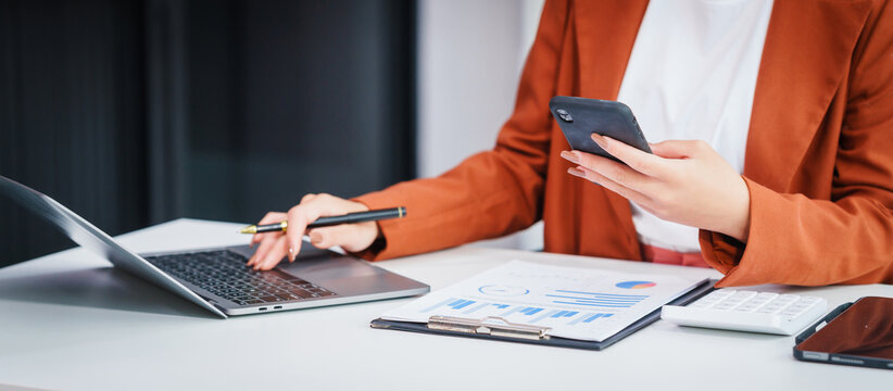 Asian businesswoman specializing in stock market and financial services, including roles as a loan officer, investment banker, legal advisor, discusses loan applications and investment strategies