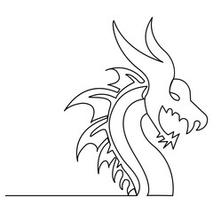 
Dragon   continuous one line drawing of outline vector illustration

