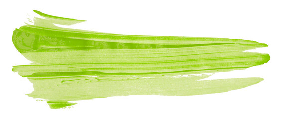 Green brush strokes isolated on transparent background.