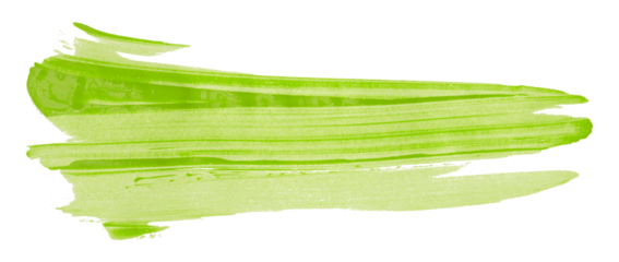Green brush strokes isolated on transparent background.