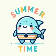 Cool shark summer time design vector illustration ready to print on t-shirts