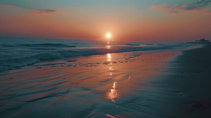 Golden Horizon: Majestic Sunset in the Beach