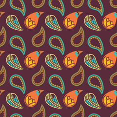 Boho Paisleys Seamless Vector Pattern Design