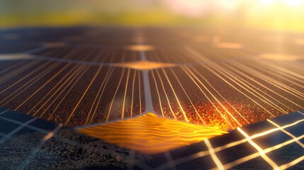 An illustration of a carbon-based photovoltaic cell, focusing on its efficiency in converting solar energy into electricity for sustainable energy sources.