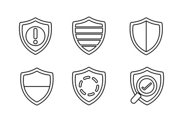 Security Shield Vector Set Icon Templates for Protection and Safety