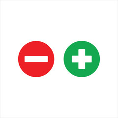 Obraz premium Green and red round plus minus icon vector illustration design on white background.