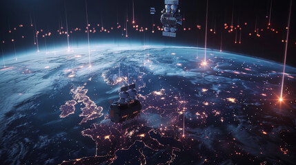 Fototapeta premium Communication New era technology covers the world.