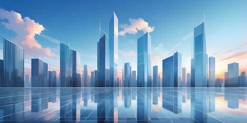 Obraz premium skyscraper office building abstract backgrounds illustration