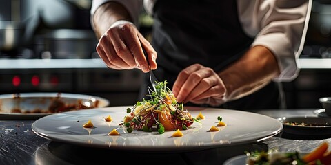 Professional Chef Creating Culinary Masterpiece