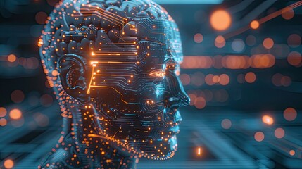 Digital human head representing artificial intelligence