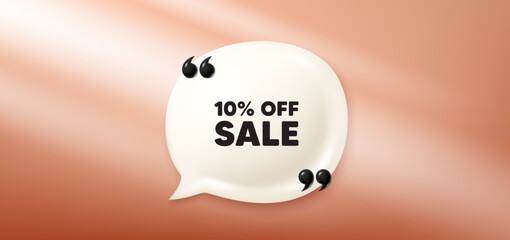 Obraz premium Sale 10 percent off discount. Chat speech bubble 3d banner. Promotion price offer sign. Retail badge symbol. Sale chat message. Speech bubble red banner. Text balloon. Vector