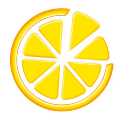 slice of lemon isolated on white transparent background