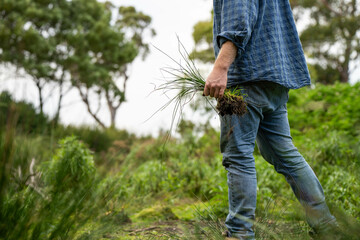 farmer holding soil looking at soil carbon in the america