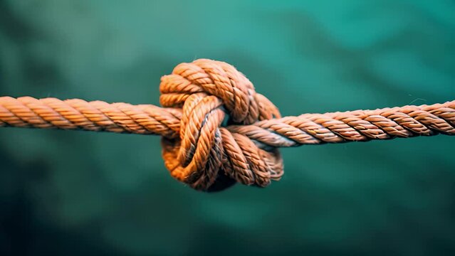 Detailed view of a rope set against a backdrop of water, showcasing texture and contrast between the man-made and natural elements.