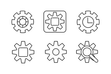 Setting Versatile Gear Vector Set Icon Templates for Mechanical and Emotional Concepts