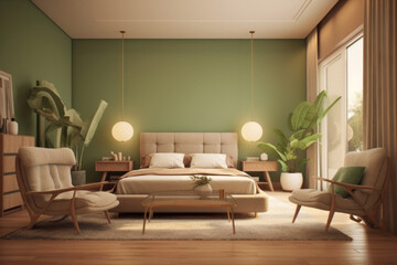 Interior design. Computer Generated Image Of Modern apartment living room. Architectural Visualization. 3D Render.
