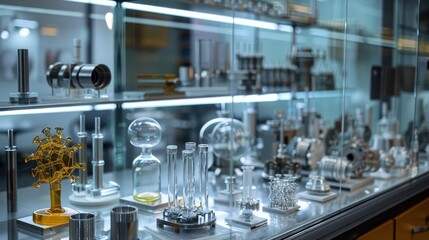 An array of advanced materials displayed in a laboratory setting, highlighting their potential applications in various industries.
