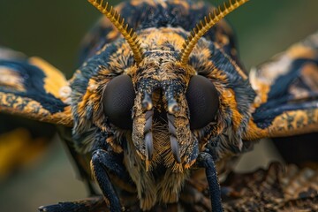 Mysterious Death's-head Hawkmoth with Skull-like Markings, Enhancing the Drama of Wildlife Imagery