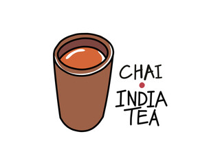 Hot India tea in a clay cup