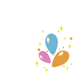 Balloons background, air balloons frame. Greeting card or banner festive concept. Vector illustration in flat style