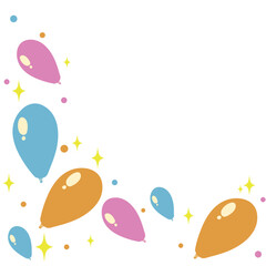 Balloons background, air balloons frame. Greeting card or banner festive concept. Vector illustration in flat style