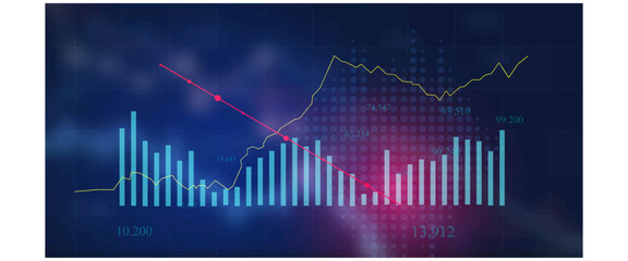 Investment finance chart,stock market business.  Digital financial chart indicators, stock market business and exchange financial growth graph.