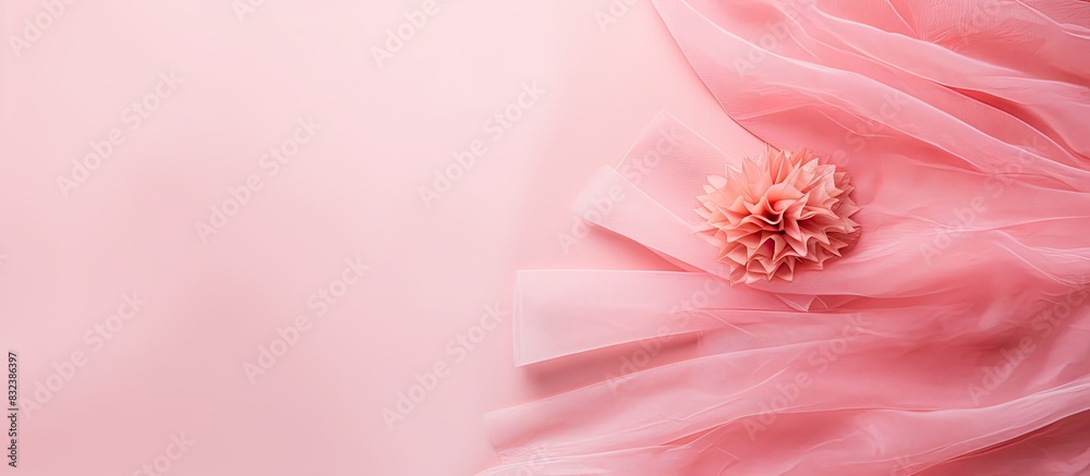 Poster a pink tulle fabric texture is seen from a top down view set against a coral background this trendy 