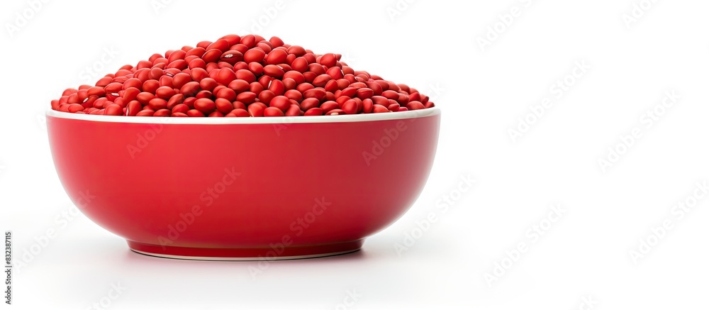 Poster dry pea in a red bowl isolated on white background with copy space
