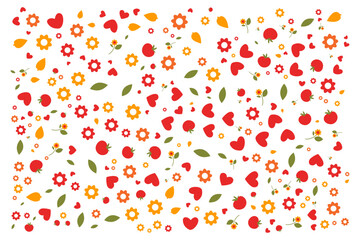 abstract various colorful love, fruit, leaf shapes, seamless pattern background