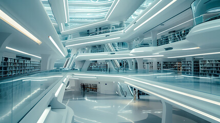 Fototapeta premium A large white building with a spiral design and a lot of books