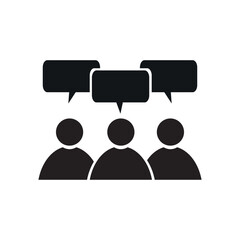 Speaking people black icon vector image, pictogram cartoon