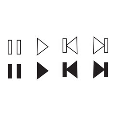 player tool Media player icon set. Multimedia music audio control. Media player interface symbols. Play, pause, skip, stop icons for mobile app, website, UI, operation system.player tools icon play 