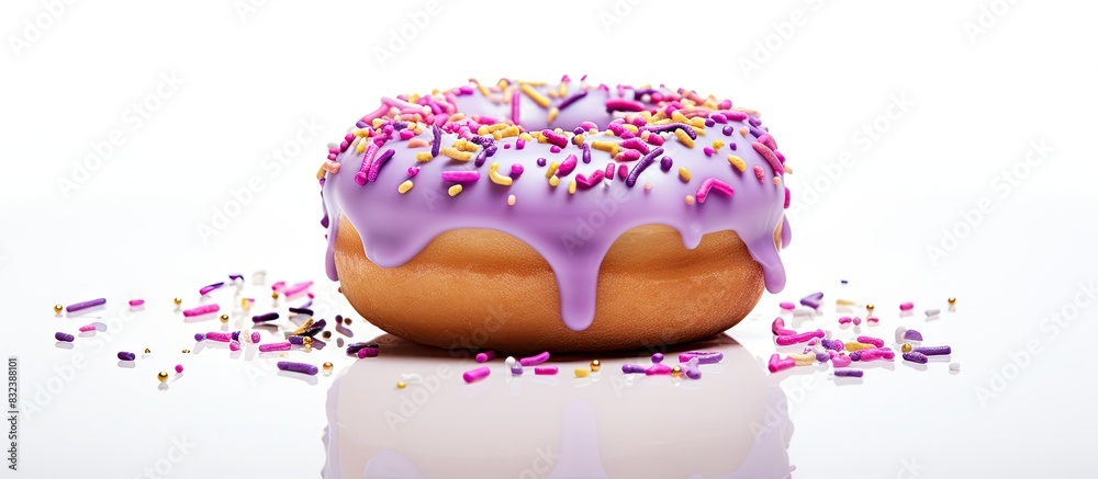 Aufkleber donut or doughnut with purple sprinkles topping isolated on white background perfect for design elem