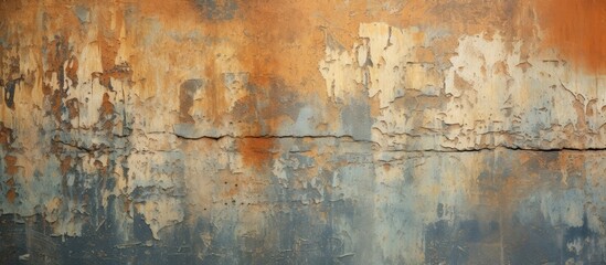 Old wall with layers of peeling paint grunge background or texgture. copy space available