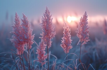 A field of pink flowers with frost on them - Powered by Adobe