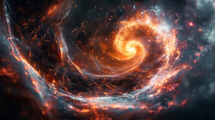 Fiery Spiral of Smoke and Flames