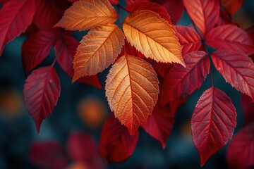 Fototapeta premium A leaf with a red stem and a yellow center