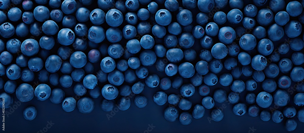Aufkleber fresh berries blueberry on blue background colorful fruit pattern of blueberries as background creat