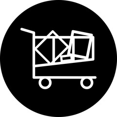 Shopping Line White Circle Black Icon Design