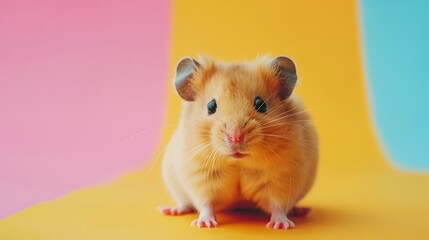 cute hamster on colorful background