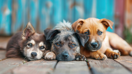 Three cute dogs laying on the floor - Powered by Adobe