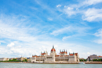 Obraz premium Very beautiful and colorful street in Budapest, the capital of Hungary. Street life in European city.