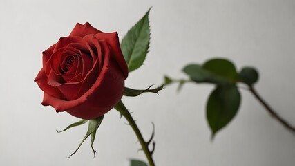  The purity and simplicity of a single red rose against a white background ai_generated