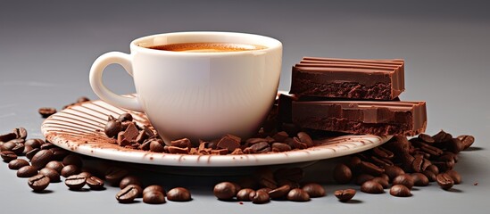 Cup of coffee and chocolate. copy space available