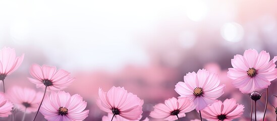 Natural pink flowers banner template for background Copy space
