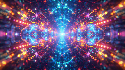 Obraz premium Cyber neon lights forming a futuristic pattern with a vibrant purple glow